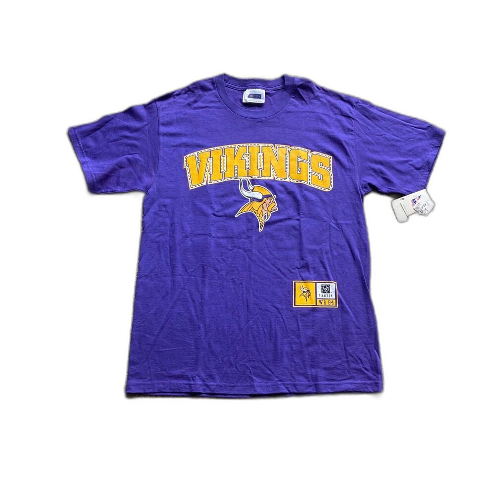 NWT CSA NFL MINNESOTA VIKINGS FOOTBALL RANDY MOSS 84 TEE SHIRT DOUBLE SIDED L